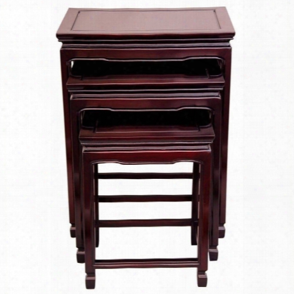 Oriental Furniture Nesting Tables In Rosewood (set Of 3)