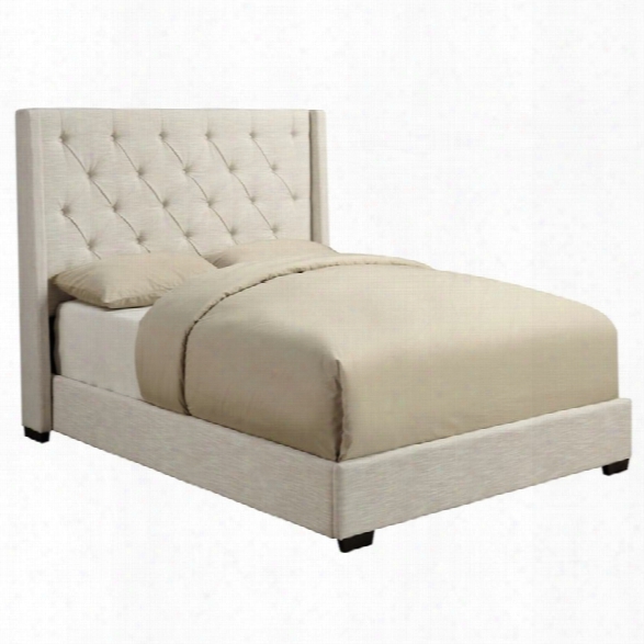 Pri Contemp Shelter Queen Upholstered Bed In Cream