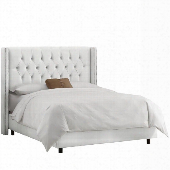 Skyline Upholstered Diamond Nail California King Bed In White