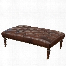 Abbyson Living Monty Leather Ottoman with Casters in Brown