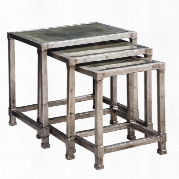 Uttermost Keanna Antiqued Silver Nesting Tables (set Of 3)