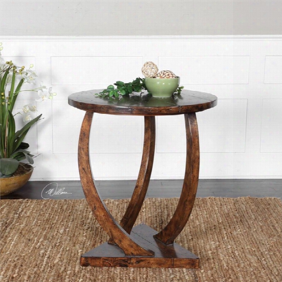 Uttermost Pandhari Round Accent Table In Honey Stain