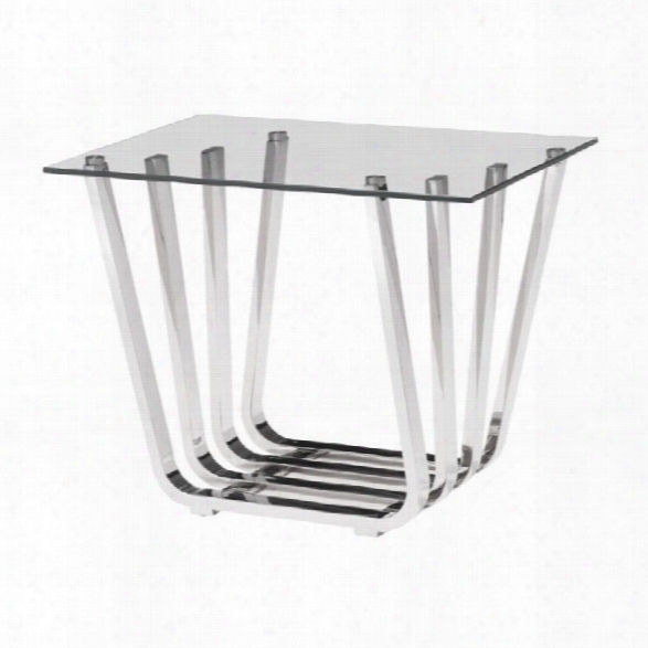 Zuo Fan Glass End Table In Chrome