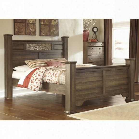 Ashley Allymore Wood Queen Poster Panel Bed In Brown