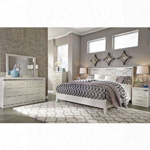 Ashley Dreamur 5 Piece King Panel Bedroom Set In Champagne