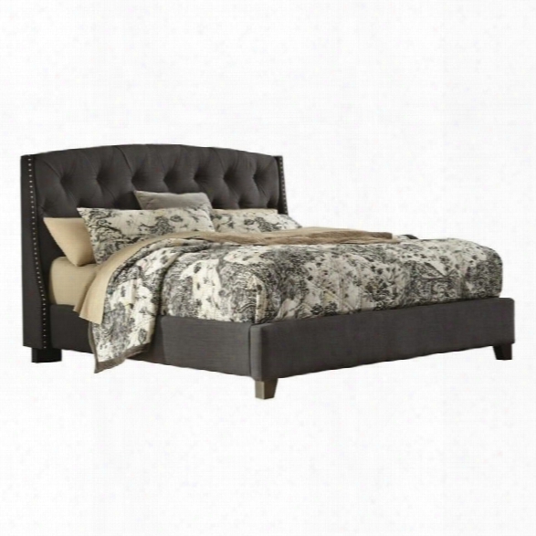 Ashley Kasidon Tufted Fabric Upholstered King Bed In Gray