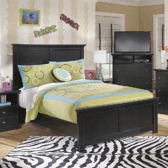 Ashley Maribel Wood Panel Bed In Black-queen