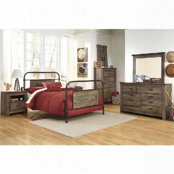 Ashley Trinell 6 Piece Metal Bedroom Set In Brown