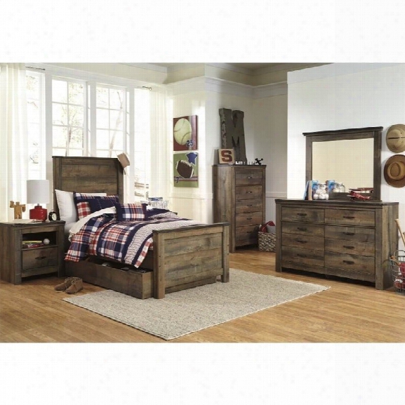 Ashley Trinell 7 Piece Wood Twin Panel Bedroom Set In Brown