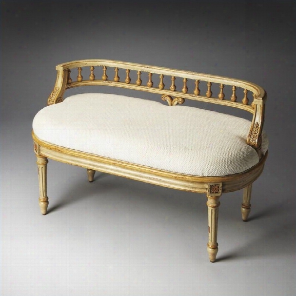 Butler Specialty Artists' Originals Painted Bench In Cream And Gold