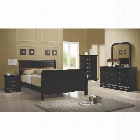 Coaster Louis Philippe 5 Piece Full Sleigh Bedroom Set In Black