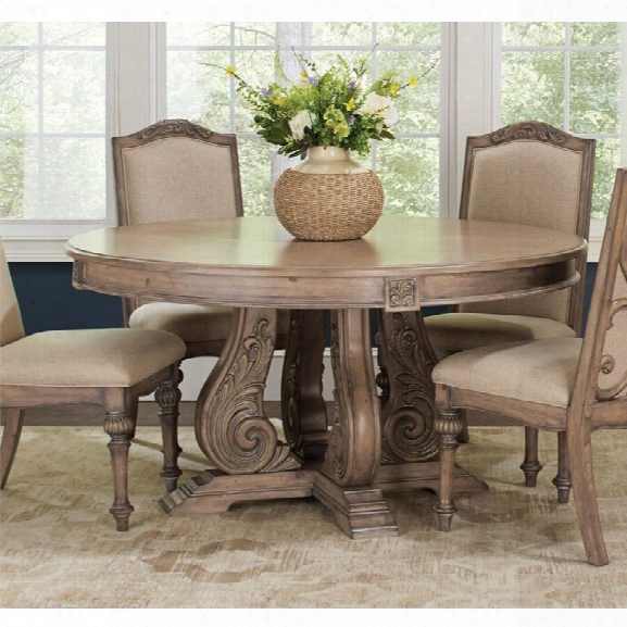 Coaster Round Dining Table In Antique Linen