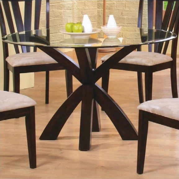 Coaster Shoemaker Crossing Pedestal Dining Table With Glass Top In Cappuccino