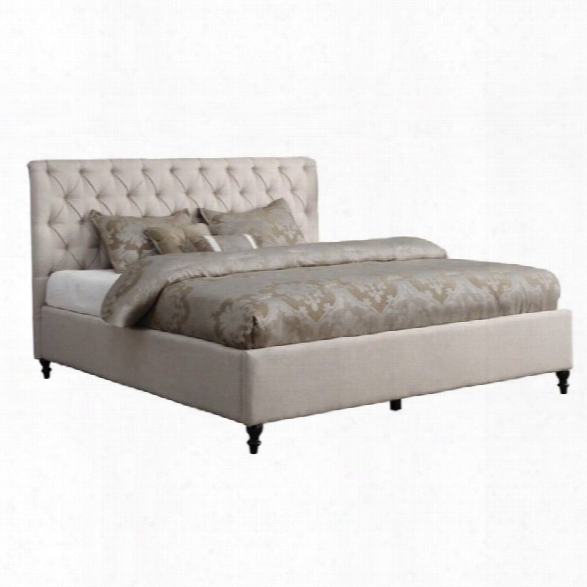 Coaster Upholstered King Bed In Oatmeal