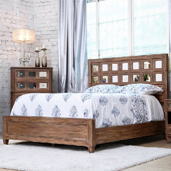 Furniture Of America Ezra Mirrored California King Bed In Rustic Oak
