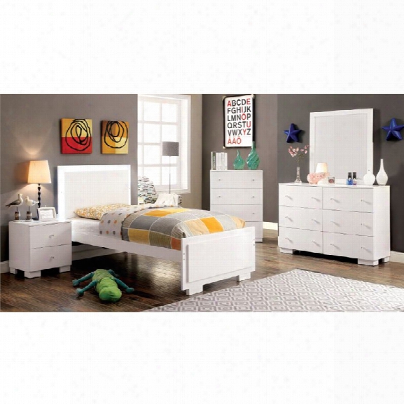 Furniture Of America Hallowell 4 Piece Full Led Bedroom Set In White