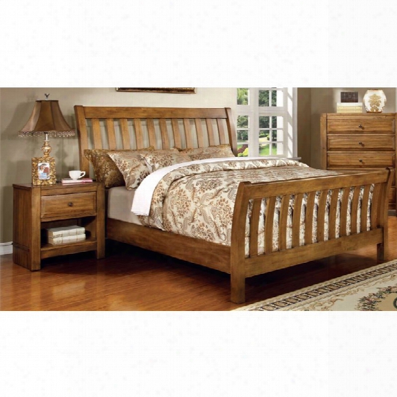 Furniture Of America Leanna 2 Piece Queen Slat Bedroom Set I Nrustic Oak