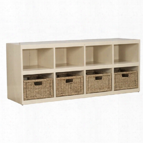 Hillsdale Tuscan Retreat 8 Cubby Storage Bench With Baskets In White