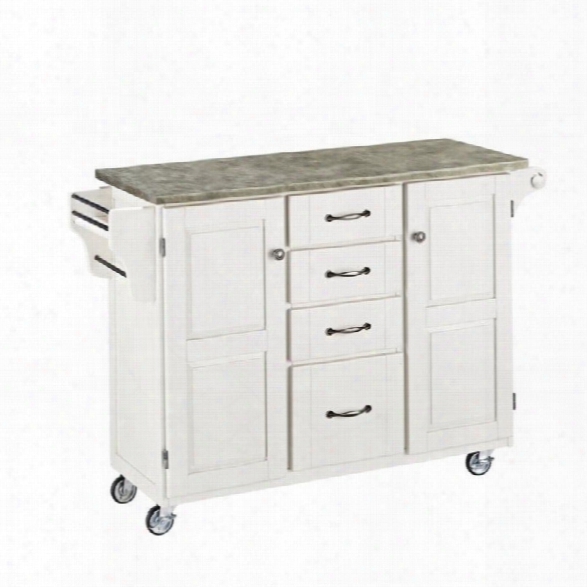 Home Styles Create-a-cart Concrete Top Kitchen Cart In White