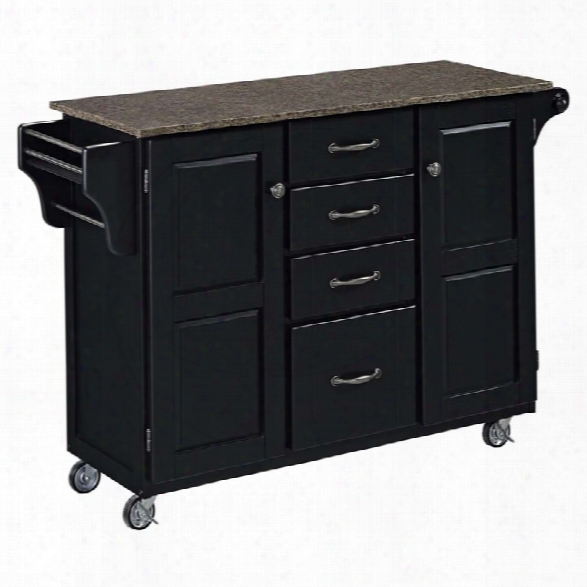 Home Styles Create-a-cart Quartz Top Kitchen Cart In Satin Black