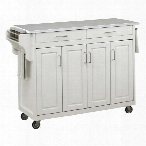 Home Styles Create-a-cart Quartz Top Kitchen Cart In White