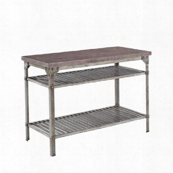 Home Styles Urban Style Kitchen Island In Aged Metal With Concrete Top