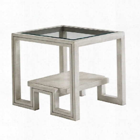 Lexington Oyster Bay Harper Glass Top Rectangular End Table In Oyster