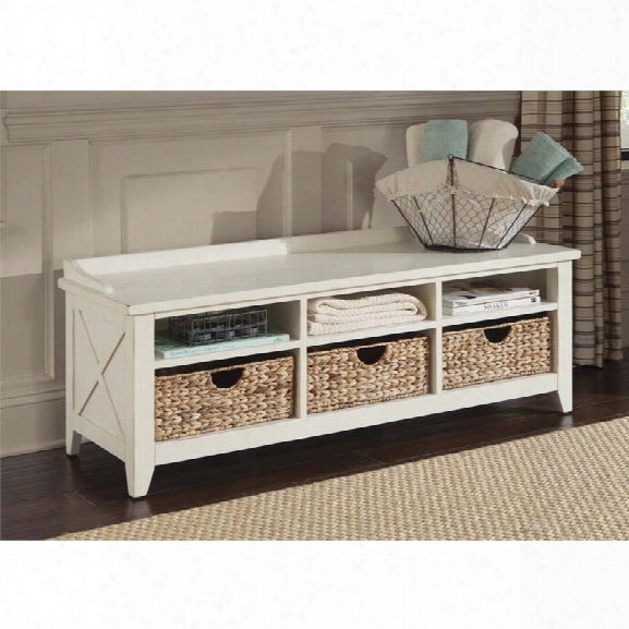 Liberty Furniture Hearthstone 6 Cubby Storage Bench In Rustic White