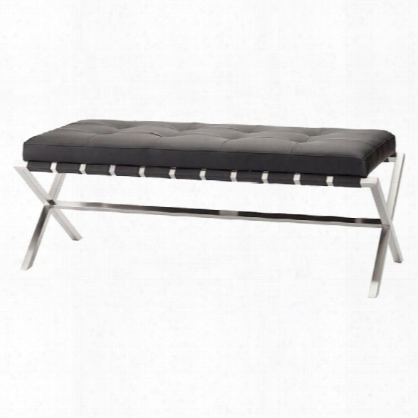 Nuevo Auguste 47.25 Faux Leather Tufted Bench In Black