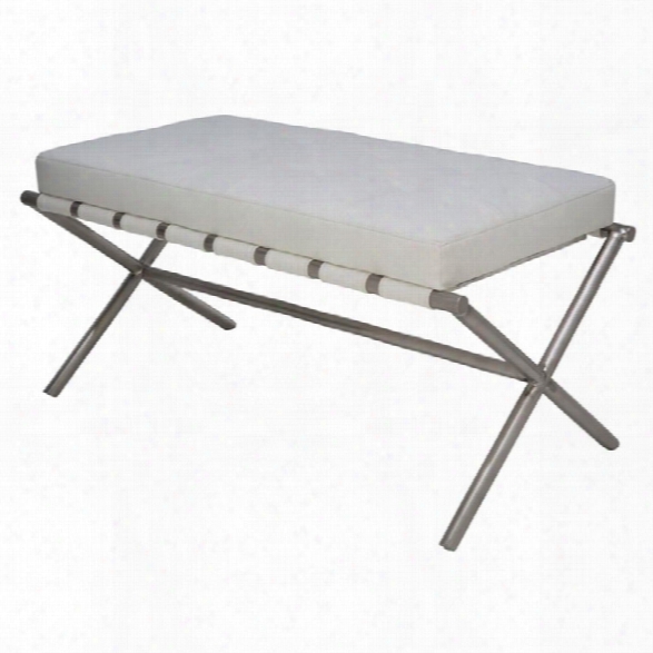 Nuevo Auguste 47.25 Faux Leather Tufted Bench In White