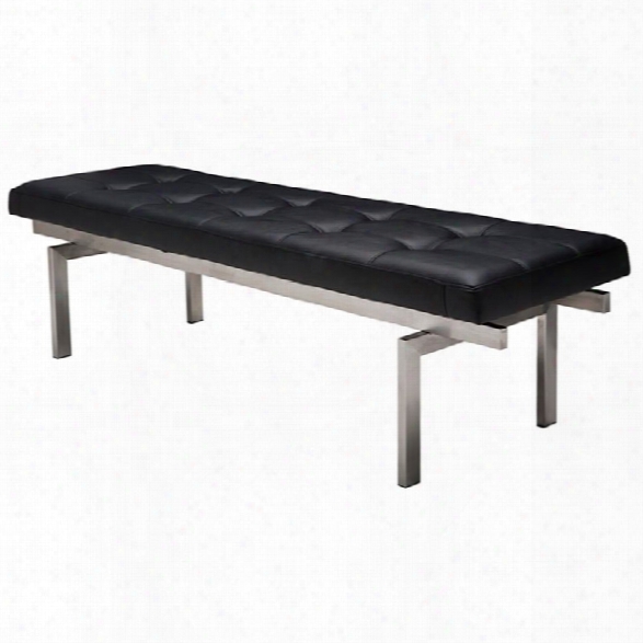 Nuevo Louve 36 Faux Leather Tufted Bench In Black