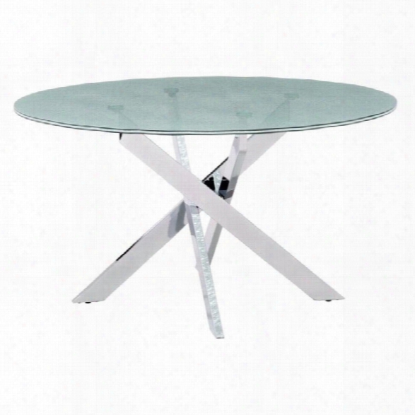 Zuo Stance Round Glass Dining Table In Chrome