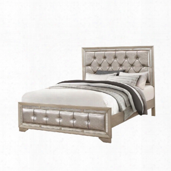 Abbyson Living Grayson Mirrored Leather Queen Bed In Gray