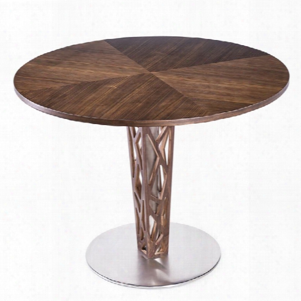 Armen Living Crystal 48 Round Dining Table In Walnut