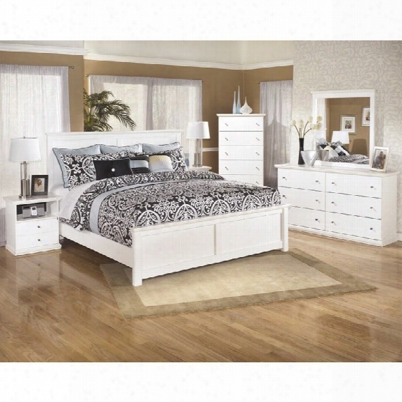 Ashley Bostwick Shoals 6 Piece Wood King Panel Bedroom Set In White