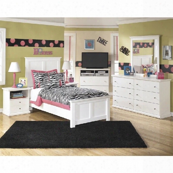 Ashley Bostwick Shoals 6 Piece Wood Twin Media Bedroom Set In White