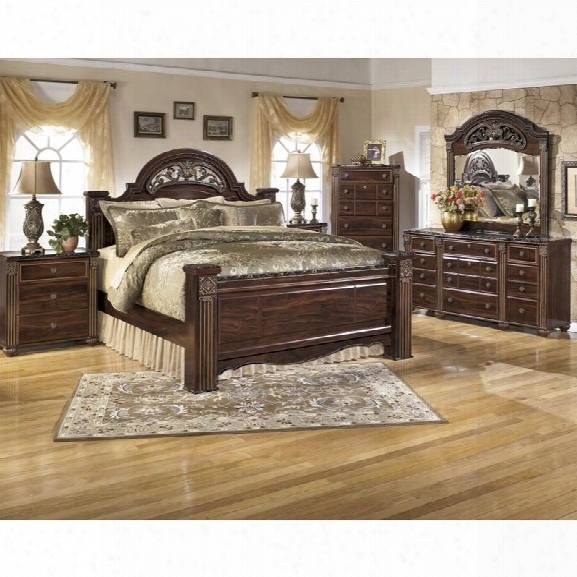 Ashley Gabriela 6 Piece Wood King Panel Bedroom Set In Brown