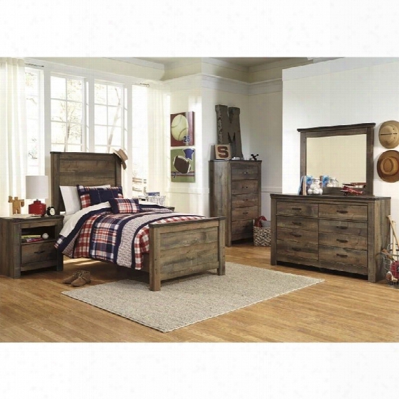 Ashley Trinell 6 Piece Wood Twin Panel Bedroom Set In Brown