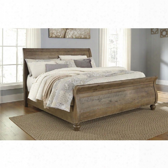 Ashley Trishley King Sleigh Bed In Light Brown