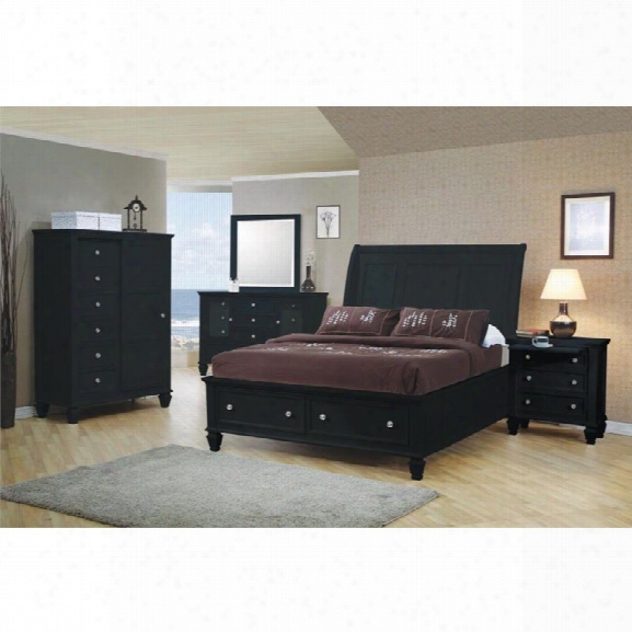 Coaster 5 Piece California King Sleigh Bedroom Set In Black