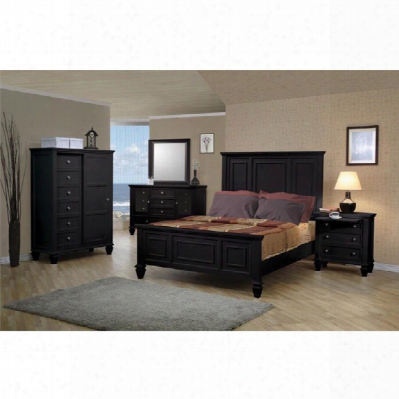 Coaster 5 Piece King Panel Bedroom Set In Black