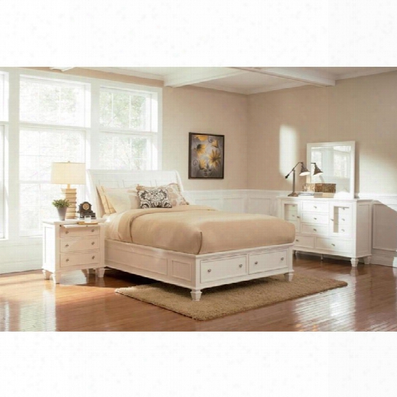 Coaster 5 Piece Queen Sleigh Bedroom Set In White