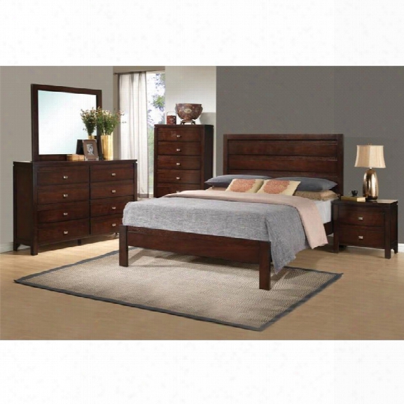 Coaster Cameron 5 Piece King Panel Bedroom Set In Rich Brown