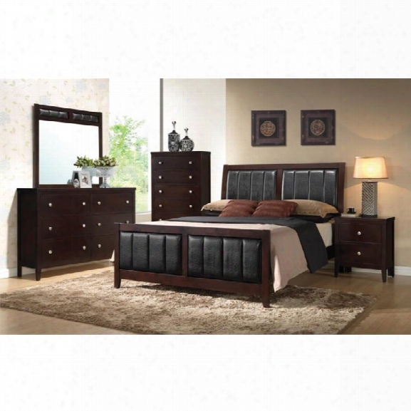 Coaster Carlton 5 Piece Upholstered King Panel Bedroom Set