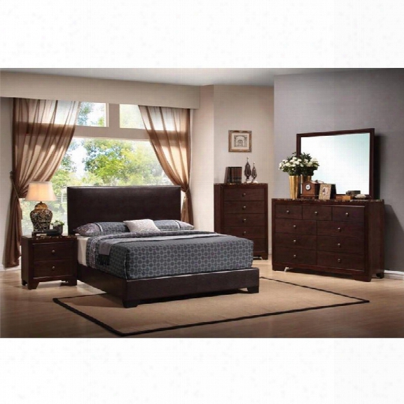 Coaster Conner 5 Piece Upholstered King Platform Bedroom Set