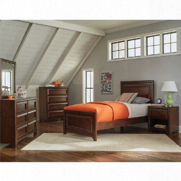 Coaster Greenough 4 Piece Twin Panel Bedroom Set In Maple Oak