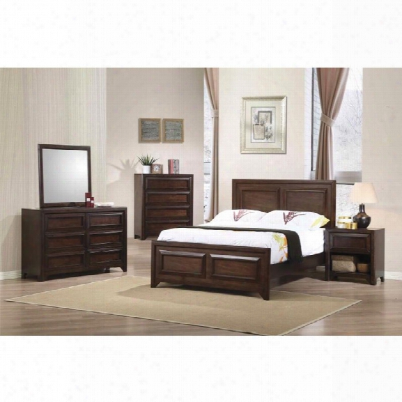 Coaster Greenough 5 Piece Full Panel Bedroom Set In Maple Oak