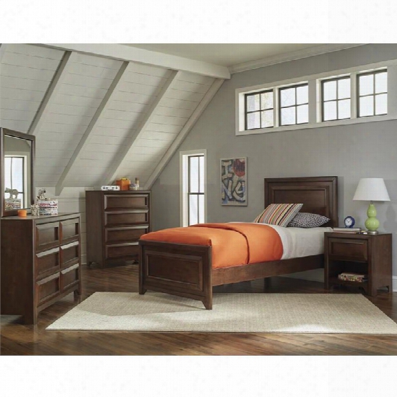 Coaster Greenough 5 Piece Twin Panel Bedroom Set In Maple Oak