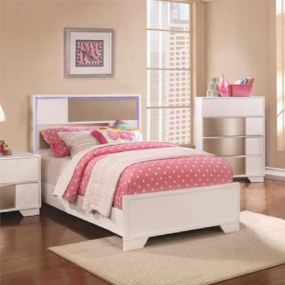 Coaster Havering Full Led Panel Bed In Blanco And Sterling