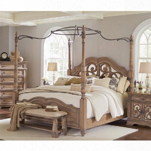 Coaster Ilana California King Mirrored Canopy Bed In Cream